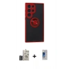 MARSİLYAN™- Galaxy S24 Ultra Kılıf Yörünge Çizgi - Siyah Durable Full Glue Curved Cam + Bilvis Titan Kamera Lens - DNMR