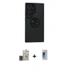 MARSİLYAN™- Galaxy S24 Ultra Kılıf Yörünge Çizgi - Siyah Durable Full Glue Curved Cam + Bilvis Titan Kamera Lens - GD