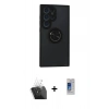 MARSİLYAN™- Galaxy S24 Ultra Kılıf Yörünge Çizgi - Siyah Durable Full Glue Curved Cam + Kamera Lens Koruma Cam - SF