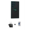 MARSİLYAN™- Galaxy S24 Ultra Kılıf Yörünge Çizgi - Siyah Durable Full Glue Curved Cam + Kamera Lens Koruma Cam - SF