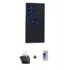 MARSİLYAN™- Galaxy S24 Ultra Kılıf Yörünge Çizgi - Siyah Durable Full Glue Curved Cam + Kamera Lens Koruma Cam - SF