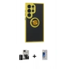 MARSİLYAN™- Galaxy S24 Ultra Kılıf Yörünge Çizgi - Siyah Durable Full Glue Curved Cam + PVD Metal Kamera Lens - SH