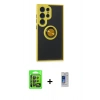 MARSİLYAN™- Galaxy S24 Ultra Kılıf Yörünge Çizgi - Siyah Durable Full Glue Curved Cam + Raze Metal Kamera Lens - SH