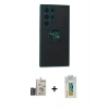 MARSİLYAN™- Galaxy S24 Ultra Kılıf Yörünge Çizgi - Siyah Polymer Nano Ekran Koruyucu + Bilvis Titan Kamera Lens - DNMR