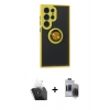 MARSİLYAN™- Galaxy S24 Ultra Kılıf Yörünge Çizgi - Siyah Vanessa Magic Hayalet Cam + Şeffaf Kamera Lens Koruma Cam