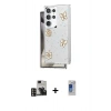 MARSİLYAN™- Galaxy S24 Ultra Kılıf Yörünge Form - Siyah Durable Full Glue Curved Hayalet Cam + PVD Metal Kamera Lens - GD