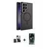 MARSİLYAN™- Galaxy S24 Ultra Kılıf Yörünge Klasik - Şeffaf 360 Full Body Arka Koruyucu + PVD Metal Kamera Lens - DNMR