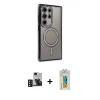 MARSİLYAN™- Galaxy S24 Ultra Kılıf Zirve Doku Prime - Siyah Polymer Nano Ekran Koruyucu + PVD Metal Kamera Lens - DNMR