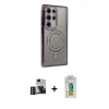MARSİLYAN™- Galaxy S24 Ultra Kılıf Zirve Doku Prime - Siyah Polymer Nano Ekran Koruyucu + PVD Metal Kamera Lens - DNMR