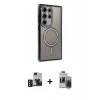 MARSİLYAN™- Galaxy S24 Ultra Kılıf Zirve Doku Prime - Siyah Vanessa Magic Hayalet Cam + PVD Metal Kamera Lens - DNMR