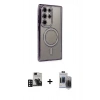 MARSİLYAN™- Galaxy S24 Ultra Kılıf Zirve Doku Prime - Siyah Vanessa Magic Hayalet Cam + PVD Metal Kamera Lens - DNMR