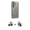 MARSİLYAN™- Galaxy S24 Ultra Kılıf Zirve Doku Prime - Siyah Vanessa Magic Hayalet Cam + PVD Metal Kamera Lens - DNMR