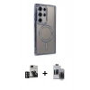 MARSİLYAN™- Galaxy S24 Ultra Kılıf Zirve Doku Prime - Siyah Vanessa Magic Hayalet Cam + PVD Metal Kamera Lens - DNMR