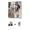 MARSİLYAN™- Galaxy S24 Ultra Kılıf Zirve Modern Prime - Siyah Durable Full Glue Curved Cam + Derin Mor PVD Metal Kamera Lens