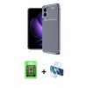 MARSİLYAN™- Galaxy S25 Edge Kılıf Eksen Form Prime - Siyah 3D Antistatik Cam Ekran Koruyucu + Raze Metal Kamera Lens - GS