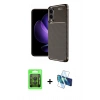 MARSİLYAN™- Galaxy S25 Edge Kılıf Eksen Form Prime - Siyah 3D Antistatik Cam Ekran Koruyucu + Raze Metal Kamera Lens - SH