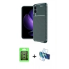 MARSİLYAN™- Galaxy S25 Edge Kılıf Eksen Form Prime - Siyah 3D Antistatik Seramik Nano Ekran Koruyucu + Raze Metal Kamera Lens - GS