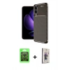 MARSİLYAN™- Galaxy S25 Edge Kılıf Eksen Form Prime - Siyah Bilvis 3D Cam Ekran Koruyucu + Raze Metal Kamera Lens - SH