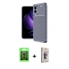MARSİLYAN™- Galaxy S25 Edge Kılıf Eksen Form Prime - Siyah Bilvis 3D Cam Ekran Koruyucu + Raze Metal Kamera Lens - SH