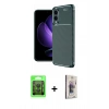 MARSİLYAN™- Galaxy S25 Edge Kılıf Eksen Form Prime - Siyah Bilvis 3D Cam Ekran Koruyucu + Raze Metal Kamera Lens - SH
