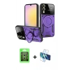 MARSİLYAN™- Galaxy S25 Edge Kılıf Kıvılcım Modern Serisi - Siyah 3D Antistatik Cam Ekran Koruyucu + Raze Metal Kamera Lens - GS