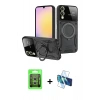 MARSİLYAN™- Galaxy S25 Edge Kılıf Kıvılcım Modern Serisi - Siyah 3D Antistatik Cam Ekran Koruyucu + Raze Metal Kamera Lens - GS