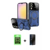 MARSİLYAN™- Galaxy S25 Edge Kılıf Kıvılcım Modern Serisi - Siyah 3D Antistatik Hayalet Cam Ekran Koruyucu + Raze Metal Kamera Lens - SH