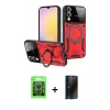 MARSİLYAN™- Galaxy S25 Edge Kılıf Kıvılcım Modern Serisi - Siyah 3D Antistatik Hayalet Cam Ekran Koruyucu + Raze Metal Kamera Lens - SH