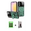 MARSİLYAN™- Galaxy S25 Edge Kılıf Kıvılcım Modern Serisi - Siyah Bilvis Hayalet Cam Ekran Koruyucu + Raze Metal Kamera Lens - GS