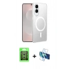 MARSİLYAN™- Galaxy S25 Edge Kılıf Kutup Minimal - Siyah 3D Antistatik Cam Ekran Koruyucu + Raze Metal Kamera Lens - GS
