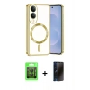 MARSİLYAN™- Galaxy S25 Edge Kılıf Nova Işık Özel Seri - Siyah 3D Antistatik Hayalet Cam Ekran Koruyucu + Raze Metal Kamera Lens - SH