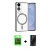 MARSİLYAN™- Galaxy S25 Edge Kılıf Nova Işık Özel Seri - Siyah 3D Antistatik Hayalet Cam Ekran Koruyucu + Raze Metal Kamera Lens - SH