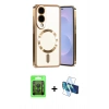 MARSİLYAN™- Galaxy S25 Edge Kılıf Nova Işık Özel Seri - Siyah 3D Antistatik Seramik Nano Ekran Koruyucu + Siyah Raze Metal Kamera Lens