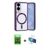 MARSİLYAN™- Galaxy S25 Edge Kılıf Nova Işık Özel Seri - Siyah 3D Antistatik Seramik Nano Ekran Koruyucu + Siyah Raze Metal Kamera Lens