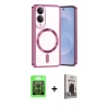 MARSİLYAN™- Galaxy S25 Edge Kılıf Nova Işık Özel Seri - Siyah Bilvis Hayalet Cam Ekran Koruyucu + Raze Metal Kamera Lens - SH