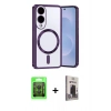 MARSİLYAN™- Galaxy S25 Edge Kılıf Nova Işık Özel Seri - Siyah Bilvis Hayalet Cam Ekran Koruyucu + Raze Metal Kamera Lens - SH