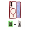 MARSİLYAN™- Galaxy S25 Edge Kılıf Nova Işık Özel Seri - Siyah Bilvis Hayalet Cam Ekran Koruyucu + Raze Metal Kamera Lens - SH