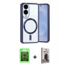 MARSİLYAN™- Galaxy S25 Edge Kılıf Nova Işık Özel Seri - Siyah Bilvis Hayalet Cam Ekran Koruyucu + Raze Metal Kamera Lens - SH