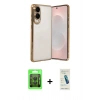 MARSİLYAN™- Galaxy S25 Edge Kılıf Vadi Minimal - Şeffaf Pasifik Cam Ekran Koruyucu + Raze Metal Kamera Lens - SH