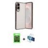 MARSİLYAN™- Galaxy S25 Edge Kılıf Vadi Minimal - Siyah 3D Antistatik Cam Ekran Koruyucu + Raze Metal Kamera Lens - SH