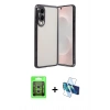 MARSİLYAN™- Galaxy S25 Edge Kılıf Vadi Minimal - Siyah 3D Antistatik Seramik Nano Ekran Koruyucu + Raze Metal Kamera Lens - GS
