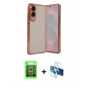 MARSİLYAN™- Galaxy S25 Edge Kılıf Vadi Minimal - Siyah 3D Antistatik Seramik Nano Ekran Koruyucu + Raze Metal Kamera Lens - GS