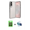 MARSİLYAN™- Galaxy S25 Edge Kılıf Vadi Minimal - Siyah 3D Antistatik Seramik Nano Ekran Koruyucu + Raze Metal Kamera Lens - GS