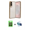 MARSİLYAN™- Galaxy S25 Edge Kılıf Vadi Minimal - Siyah 3D Antistatik Seramik Nano Ekran Koruyucu + Raze Metal Kamera Lens - GS