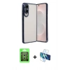 MARSİLYAN™- Galaxy S25 Edge Kılıf Vadi Minimal - Siyah 3D Antistatik Seramik Nano Ekran Koruyucu + Raze Metal Kamera Lens - GS