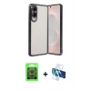 MARSİLYAN™- Galaxy S25 Edge Kılıf Vadi Minimal - Siyah 3D Antistatik Seramik Nano Ekran Koruyucu + Raze Metal Kamera Lens - SH