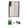 MARSİLYAN™- Galaxy S25 Edge Kılıf Vadi Minimal - Siyah 3D Antistatik Seramik Nano Ekran Koruyucu + Raze Metal Kamera Lens - SH