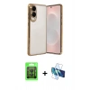 MARSİLYAN™- Galaxy S25 Edge Kılıf Vadi Minimal - Siyah 3D Antistatik Seramik Nano Ekran Koruyucu + Raze Metal Kamera Lens - SH