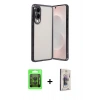 MARSİLYAN™- Galaxy S25 Edge Kılıf Vadi Minimal - Siyah Bilvis 3D Cam Ekran Koruyucu + Raze Metal Kamera Lens - SH