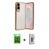 MARSİLYAN™- Galaxy S25 Edge Kılıf Vadi Minimal - Siyah Bilvis 3D Cam Ekran Koruyucu + Raze Metal Kamera Lens - SH